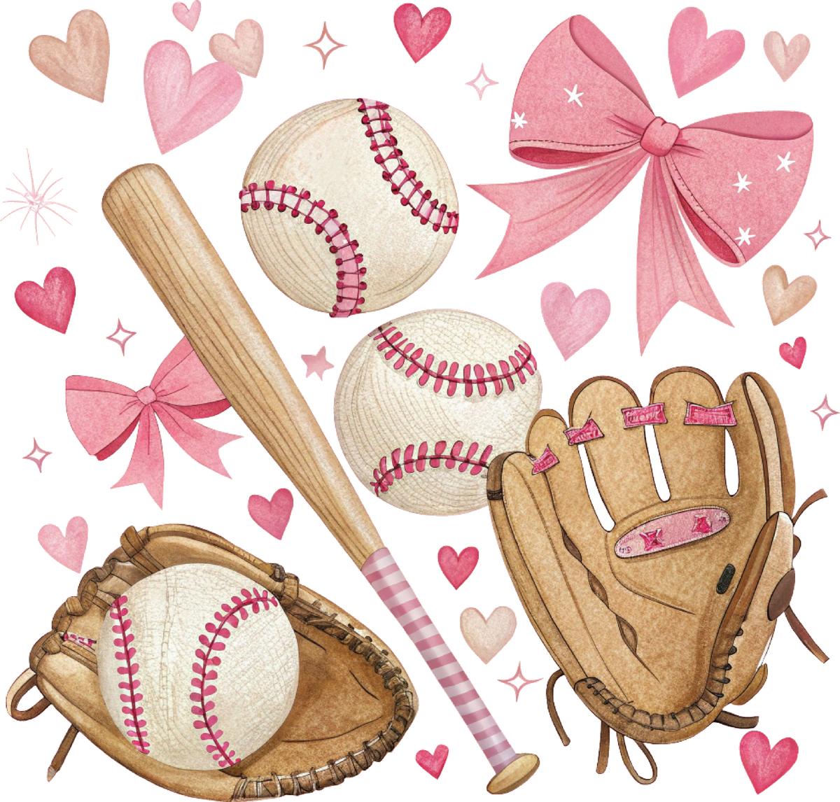 Baseball and bows DTF Transfer