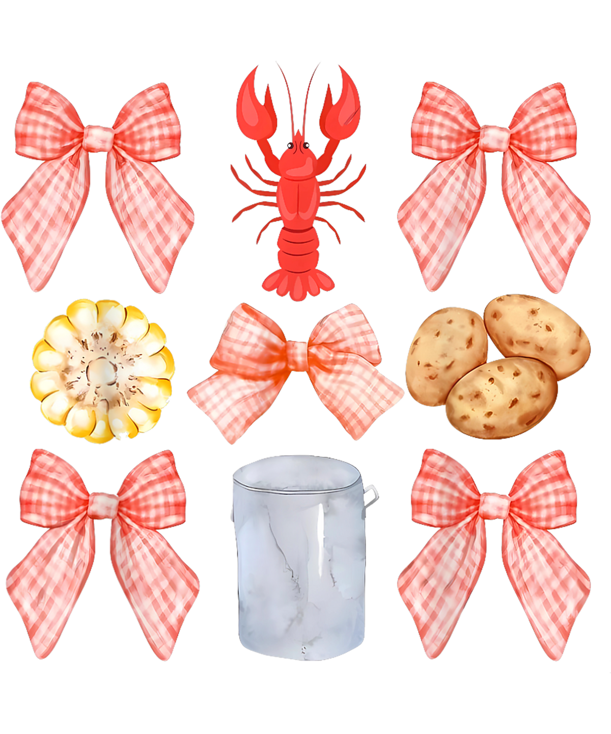Seafood boil and bows DTF Transfer