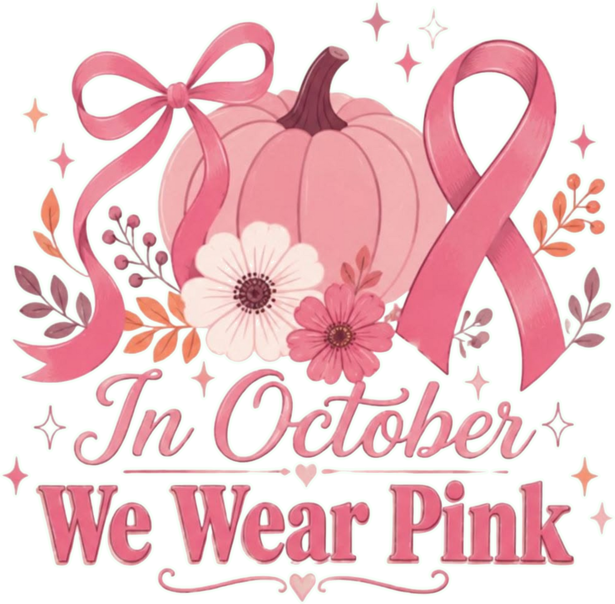 In October we wear pink DTF Transfer