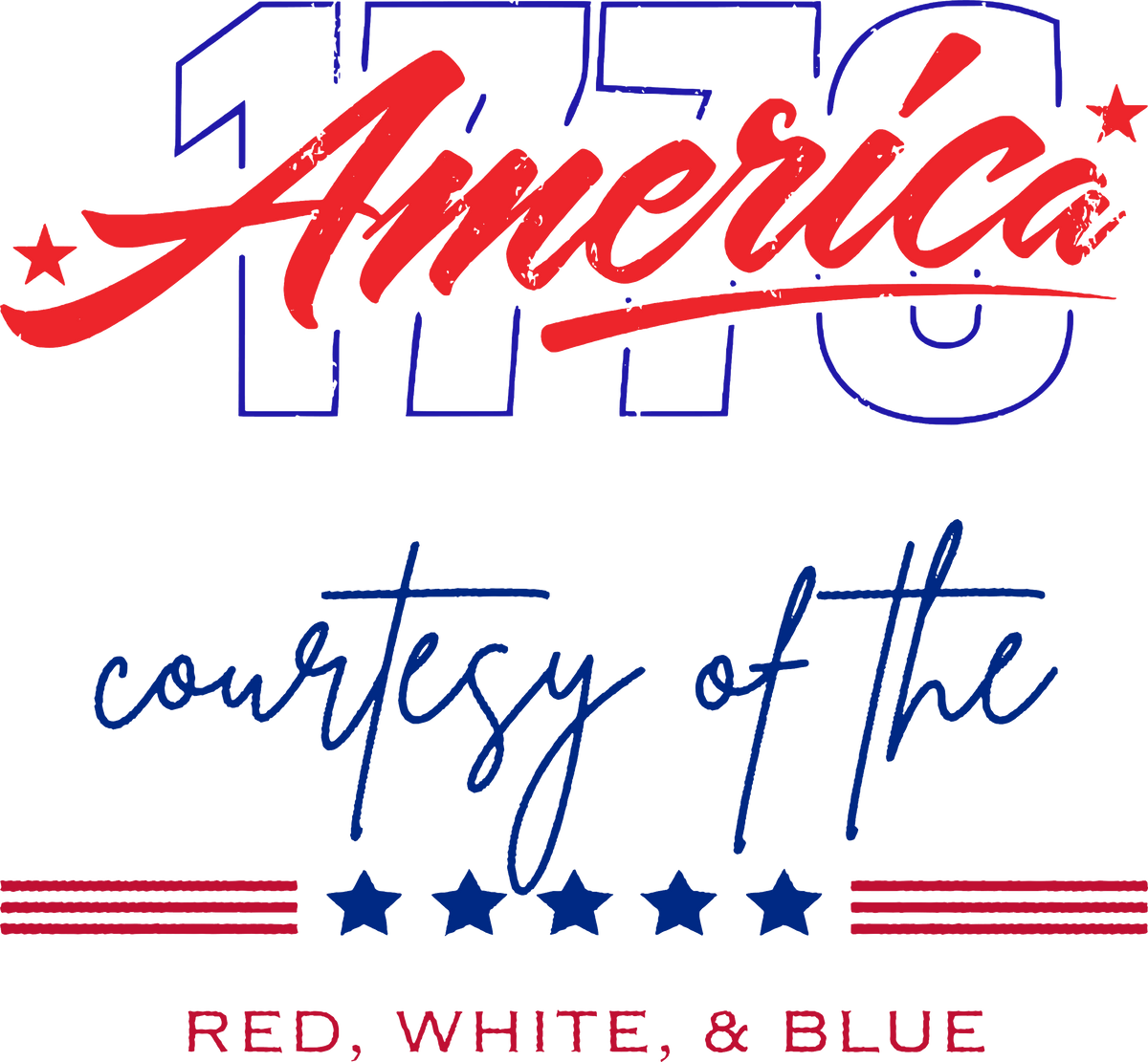 America 1776 and Courtesy of the red, white, and blue DTF Transfer