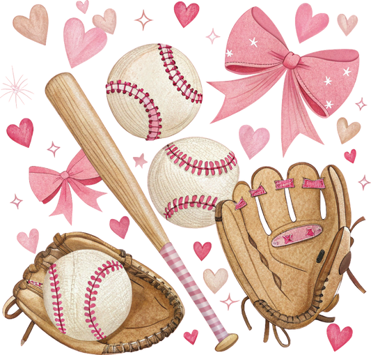 Baseball and bows DTF Transfer