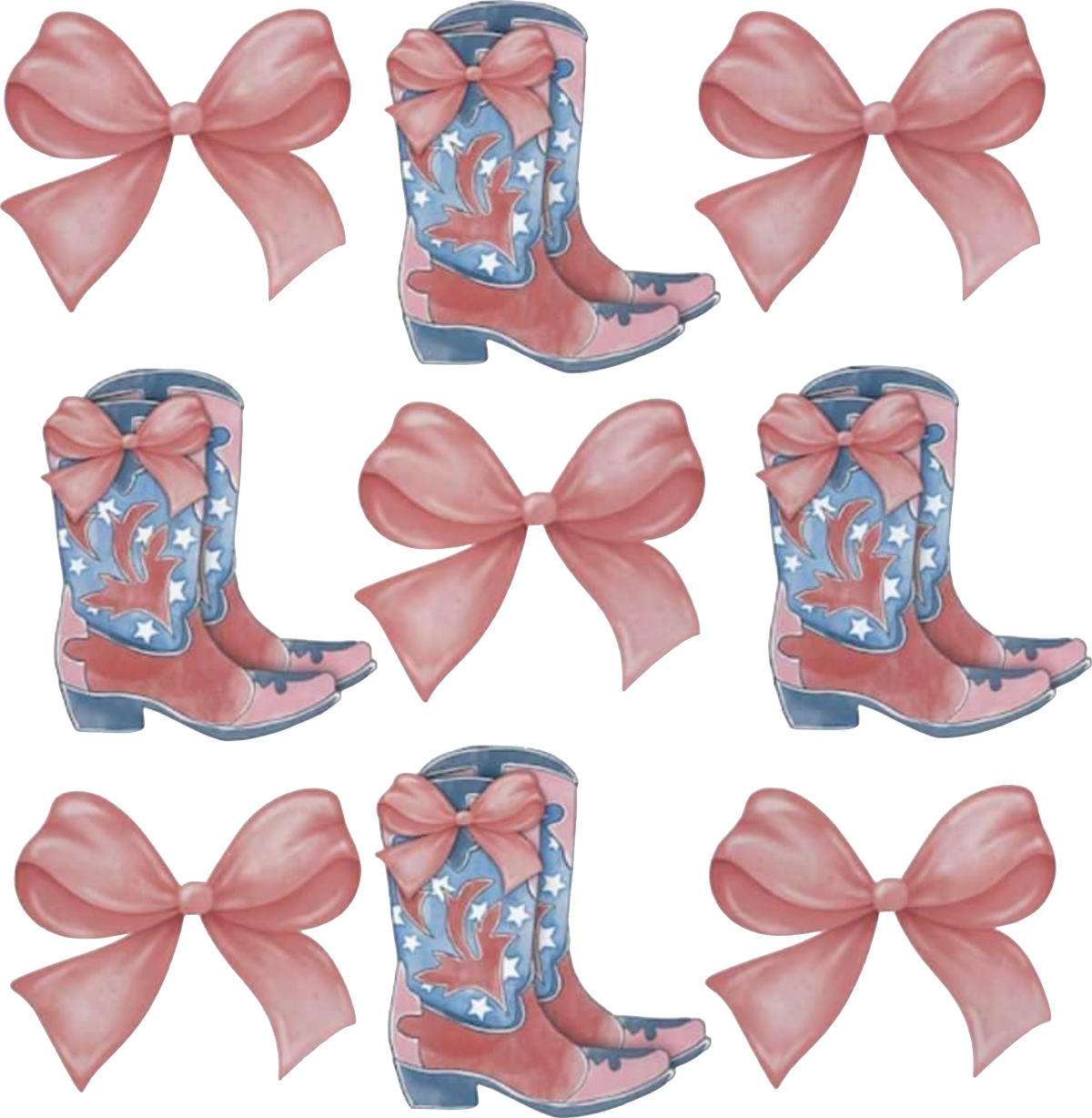 Cowgirl boots and bows DTF Transfer
