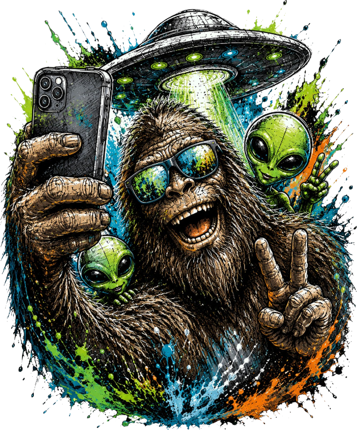 Big Foot and Aliens DTF Transfer
