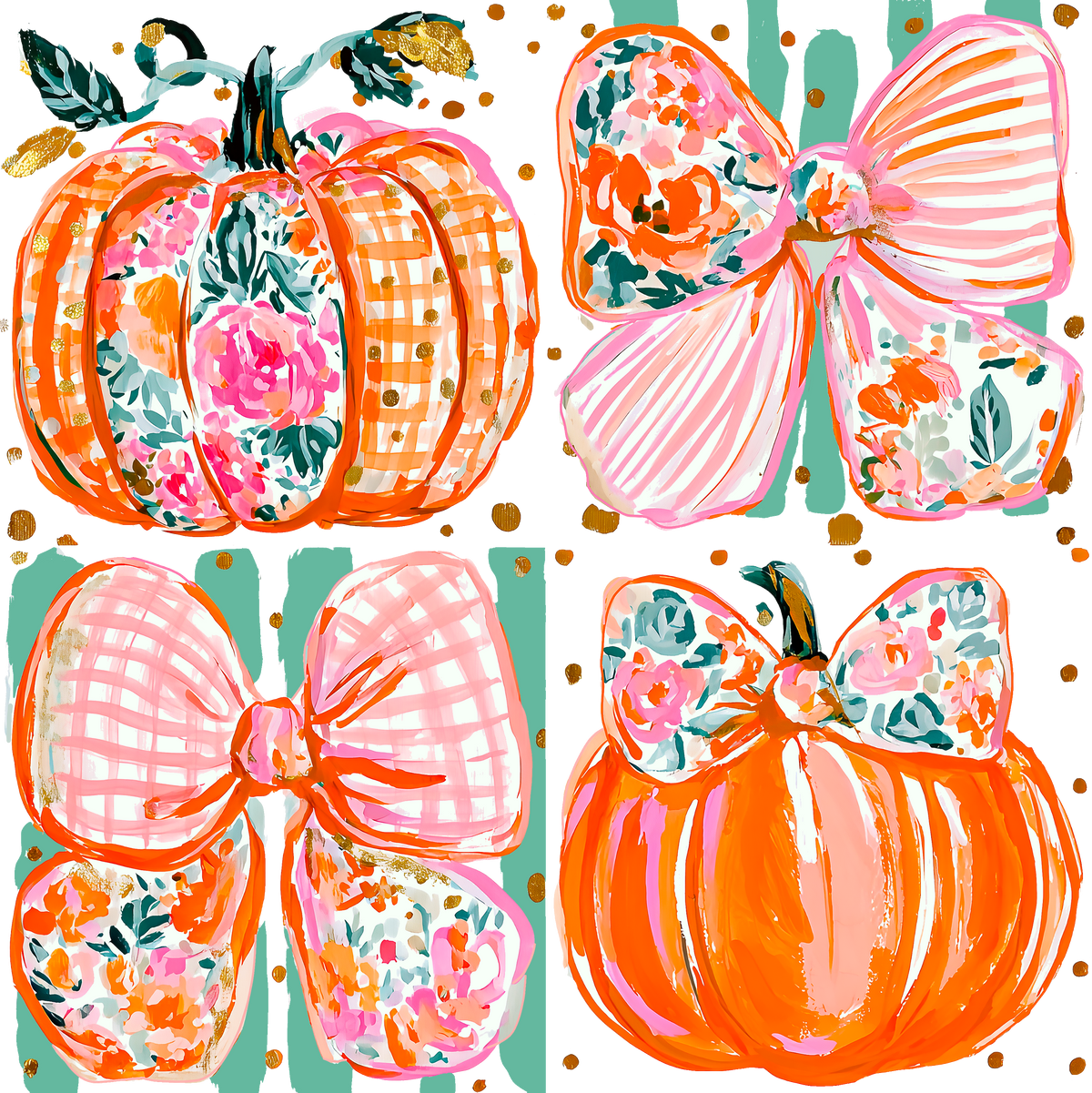 Pumpkins and bows DTF Transfer
