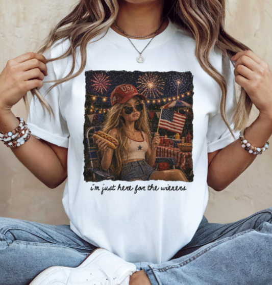 I'm just here for the wieners t-shirt