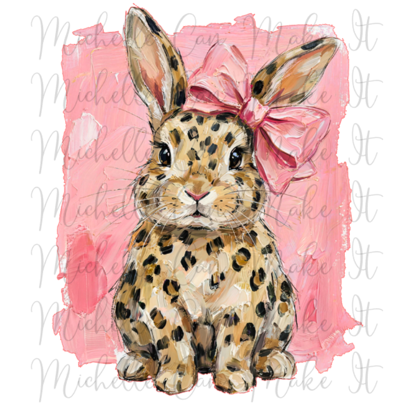 Pink Bow Bunny DTF (Direct to Film) transfer